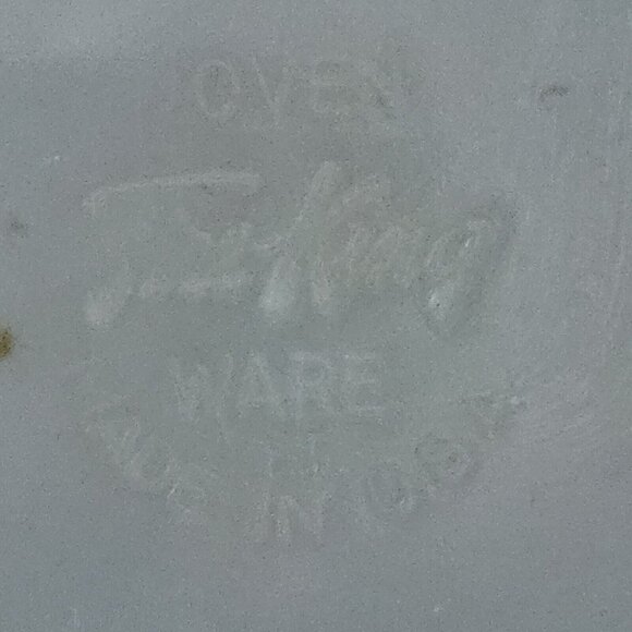 Vintage Fire King Milk Glass Swirl Coffee Cups & Saucers  w/ Gold Trim Set of 3 - Picture 7 of 7